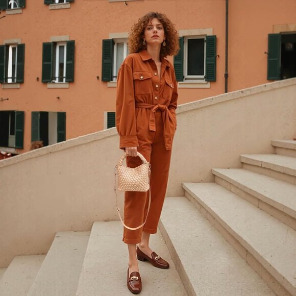 Versatile Woven Crossbody Purse - Vegan Leather Bag with Magnetic Closure - Picture 2 of 7